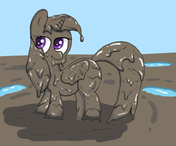 Size: 1200x1000 | Tagged: safe, alternate version, artist:amateur-draw, twilight sparkle, alicorn, pony, g4, female, mare, messy, mud, mud bath, muddy, simple background, solo, twilight sparkle (alicorn)