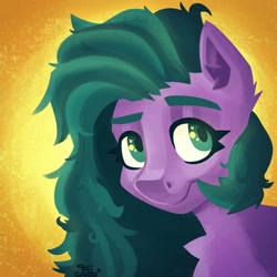 Size: 1080x1080 | Tagged: safe, artist:starfello, oc, oc only, earth pony, pony, bust, chest fluff, earth pony oc, smiling, solo