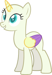 Size: 981x1405 | Tagged: safe, artist:pegasski, oc, oc only, alicorn, pony, g4, marks for effort, alicorn oc, bald, base, eyelashes, female, grin, horn, mare, simple background, smiling, solo, transparent background, two toned wings, wings