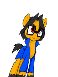 Size: 720x960 | Tagged: safe, artist:a.s.e, oc, oc only, oc:a.s.e, pony, clothes, glasses, looking up, male, simple background, solo, white background