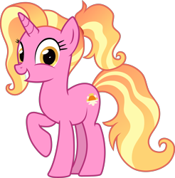 Size: 5000x5084 | Tagged: safe, artist:n0kkun, luster dawn, pony, unicorn, g4, female, grin, mare, raised hoof, simple background, smiling, solo, transparent background, vector