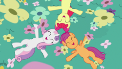 Size: 1920x1080 | Tagged: safe, screencap, apple bloom, scootaloo, sweetie belle, g4, growing up is hard to do, cutie mark crusaders, older