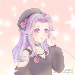Size: 4921x4921 | Tagged: dead source, safe, artist:长眠tbc, starlight glimmer, human, g4, absurd resolution, choker, female, flower, hat, humanized, solo
