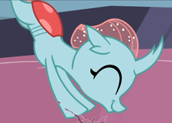 Size: 1060x759 | Tagged: safe, screencap, ocellus, changeling, g4, the hearth's warming club, cropped, cute, diaocelles, diving, eyes closed, female, smiling, solo