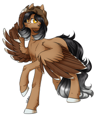 Size: 2880x3508 | Tagged: safe, artist:intfighter, oc, oc only, pegasus, pony, colored hooves, hat, high res, pegasus oc, simple background, smiling, solo, transparent background, two toned wings, wing hands, wings