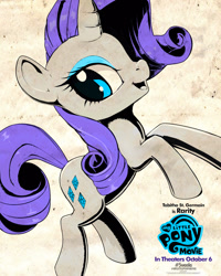 Size: 1000x1250 | Tagged: safe, artist:andrew hickinbottom, edit, editor:xbi, rarity, pony, g4, my little pony: the movie, female, movie poster, my little pony logo, poster, solo, tabitha st. germain