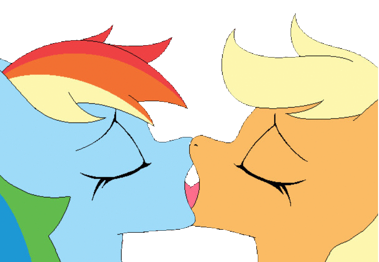 rainbow dash and applejack kiss