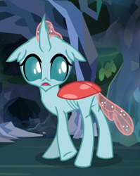Size: 632x793 | Tagged: safe, screencap, ocellus, changeling, g4, what lies beneath, cropped, female, looking back, open mouth, shocked, solo
