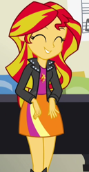 Size: 266x515 | Tagged: safe, screencap, sunset shimmer, equestria girls, g4, my little pony equestria girls: rainbow rocks, clothes, cropped, cute, cutie mark, cutie mark on clothes, female, shimmerbetes, solo
