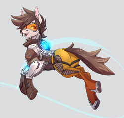 Size: 2208x2115 | Tagged: safe, artist:1an1, pony, butt, clothes, crossover, female, high res, mare, overwatch, plot, ponified, solo, tracer, video game crossover, visor