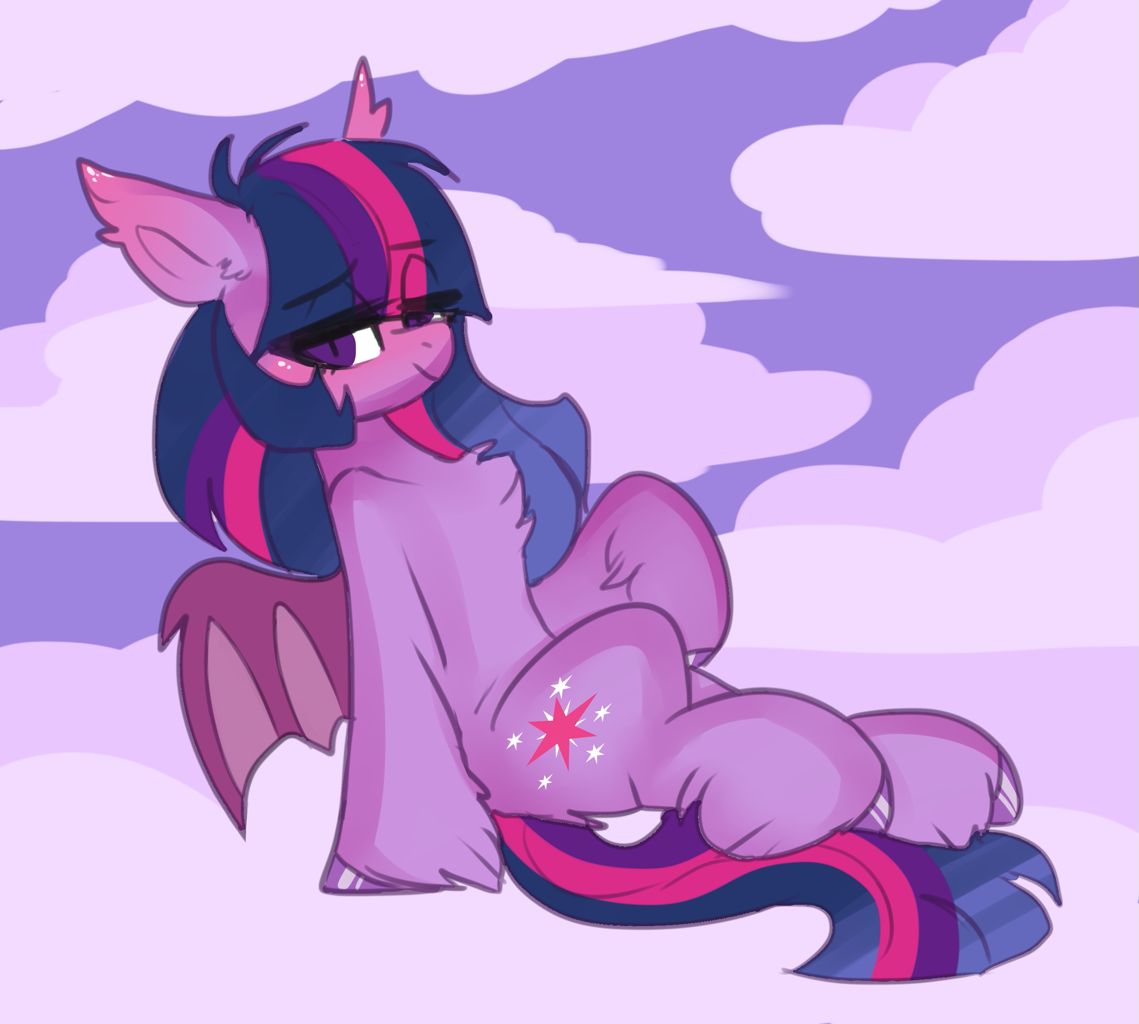 pony, g4, bat ponified, bat wings, chest <b>fluff</b>, cloud, cute, ear <b>fluff</b>, fem...