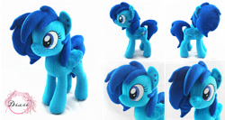 Size: 2247x1197 | Tagged: safe, artist:dixierarity, pegasus, pony, blue, commission, ear piercing, earring, handmade, irl, jewelry, multiple views, photo, piercing, plushie, static, your character here