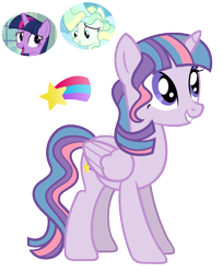 Size: 1550x1900 | Tagged: safe, artist:cherrycandi, twilight sparkle, vapor trail, oc, oc:starfall, alicorn, pony, g4, base used, female, fusion, fusion:vaporlight, mare, parent:twilight sparkle, parent:vapor trail, parents:vaporlight, shooting star, simple background, transparent background, twilight sparkle (alicorn), wavy mane, wavy tail