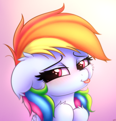 Size: 2500x2600 | Tagged: safe, artist:heavymetalbronyyeah, rainbow dash, pegasus, pony, g4, :p, blushing, cheek fluff, cute, dashabetes, ear fluff, female, floppy ears, gradient background, heart eyes, heavymetalbrony is trying to murder us, high res, looking at you, mare, solo, tongue out, weapons-grade cute, wingding eyes