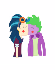 Size: 2005x2605 | Tagged: safe, artist:ulisesramirez132, indigo zap, spike, human, equestria girls, g4, blushing, duo, high res, human spike, kiss on the lips, kissing, shipping, simple background, spike gets all the crystal prep, spike gets all the equestria girls, spindigo, white background