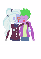 Size: 2269x3264 | Tagged: safe, artist:ulisesramirez132, spike, sugarcoat, equestria girls, g4, blushing, duo, female, high res, hug, human spike, kissing, male, simple background, spike gets all the crystal prep, spike gets all the equestria girls, spikecoat, spikelove, straight, white background