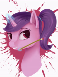 Size: 3543x4724 | Tagged: safe, artist:lin feng, oc, oc only, oc:lin feng, pony, unicorn, brush, simple background, solo, white background