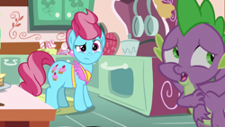 Size: 1920x1080 | Tagged: safe, screencap, cup cake, spike, dragon, pony, g4, the big mac question, female, mare, oven, winged spike, wings