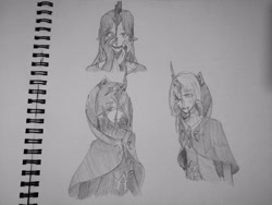Size: 3968x2976 | Tagged: safe, artist:白乌鸦之翼, queen chrysalis, human, g4, female, high res, humanized, sketchbook, solo, traditional art