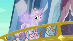 Size: 1280x720 | Tagged: safe, screencap, princess cadance, alicorn, crystal pony, pony, g4, the crystal empire, butt, crystallized, female, lovebutt, mare, plot, solo, spread wings, wings