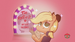 Size: 1476x822 | Tagged: safe, screencap, applejack, earth pony, pony, g4, g4.5, my little pony: pony life, the root of it, female, mare, solo, title card