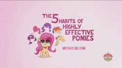 Size: 1920x1080 | Tagged: safe, screencap, applejack, fluttershy, pinkie pie, rainbow dash, rarity, twilight sparkle, earth pony, pony, g4.5, my little pony: pony life, the 5 habits of highly effective ponies, female, mane six, mare, title card, treehouse logo