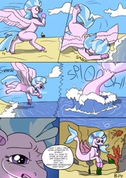 Size: 2480x3507 | Tagged: safe, artist:mcsplosion, silverstream, fish, hippogriff, seapony (g4), g4, beach, bipedal, female, high res, human to hippogriff, jewelry, male to female, necklace, rule 63, seapony silverstream, transformation, transformation sequence, transgender transformation, underwater