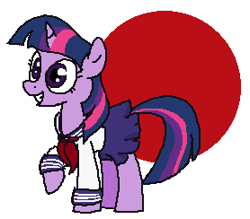 Size: 278x244 | Tagged: safe, artist:kleyime, twilight sparkle, pony, unicorn, g4, clothes, drawthread, female, japan, raised hoof, sailor uniform, school uniform, solo, unicorn twilight, uniform