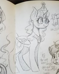Size: 1080x1350 | Tagged: safe, artist:xyedoesthings, oc, oc only, oc:flower power, alicorn, pony, alicornified, female, lineart, mare, race swap, smiling, traditional art