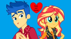Size: 1280x710 | Tagged: safe, artist:starman1999, flash sentry, sunset shimmer, equestria girls, g4, female, male, ship:flashimmer, shipping, straight