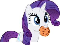 Size: 2911x2192 | Tagged: safe, artist:anime-equestria, rarity, pony, unicorn, g4, chocolate chip cookie, cookie, cute, female, food, happy, high res, horn, mare, mouth hold, nom, raribetes, simple background, solo, transparent background, vector