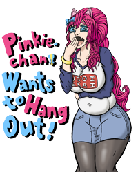 Size: 1200x1500 | Tagged: safe, artist:korencz11, pinkie pie, human, g4, breasts, busty pinkie pie, chubby, clothes, cosplay, costume, eared humanization, female, humanized, simple background, solo, sugoi dekai, transparent background, uzaki hana, uzaki-chan wants to hang out!