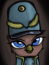 Size: 986x1318 | Tagged: safe, artist:leo the pone, oc, oc only, oc:lucia clawthorn, griffon, balefire blues, beak, blue eyes, bust, clothes, female, hearts of iron 4, portrait, solo, uniform