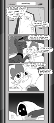 Size: 1451x3300 | Tagged: safe, artist:loreto-arts, princess luna, spike, alicorn, dragon, pony, comic:friendship is innuendo, comic:friendship is innuendo vol. 2, g4, comic, monochrome, winged spike, wings