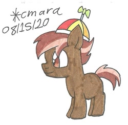 Size: 661x645 | Tagged: safe, artist:cmara, button mash, earth pony, pony, g4, blank flank, colt, hat, male, propeller hat, simple background, solo, traditional art, white background