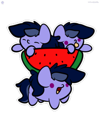 Size: 2560x3250 | Tagged: safe, artist:php142, oc, oc only, oc:purple flix, blob, blob ponies, cute, eyes closed, food, happy, high res, simple background, tongue out, transparent background, watermelon