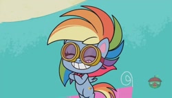 Size: 1629x929 | Tagged: safe, screencap, rainbow dash, pegasus, pony, g4.5, my little pony: pony life, the mysterious voice, danger dash, female, goggles, solo