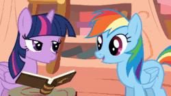 Size: 1280x720 | Tagged: safe, artist:viva reverie, rainbow dash, twilight sparkle, alicorn, pegasus, pony, g4, :o, all i wanna do, animated, book, clone, dashstorm, duo, eyes closed, female, golden oaks library, grin, immatoonlink, mare, multeity, open mouth, rainbow dash is excited, show accurate, singing, smiling, song reference, sound, the alternative polka, triality, triple rainbow, twilight sparkle (alicorn), twilight sparkle is not amused, unamused, webm, weird al yankovic, youtube link