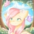 Size: 1017x1015 | Tagged: safe, artist:pinku._.artz, fluttershy, butterfly, pegasus, pony, g4, bust, cloud, cute, female, flower, flower in hair, foliage, forest, portrait, shrub, shyabetes, sky, solo, tree