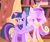 Size: 1480x1233 | Tagged: safe, screencap, princess cadance, twilight sparkle, alicorn, pony, g4, my little pony: friendship is magic, three's a crowd, colored wings, disgusted, duo, duo female, facewing, female, golden oaks library, hiding behind wing, hoof shoes, mare, sisters-in-law, twilight sparkle (alicorn), wings