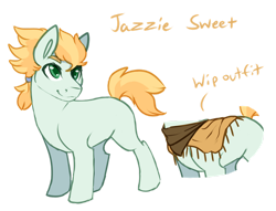 Size: 1280x976 | Tagged: safe, artist:amiookamiwolf, oc, oc only, oc:jazzie sweet, earth pony, pony, colt, magical gay spawn, male, offspring, parent:braeburn, parent:soarin', parents:soarburn, simple background, solo, transparent background
