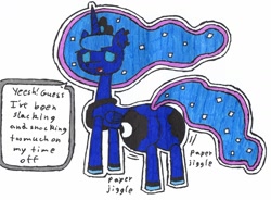 Size: 1280x941 | Tagged: safe, artist:eternaljonathan, princess luna, g4, butt, large butt, moonbutt, paper, plot