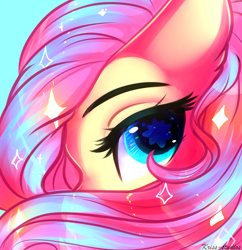 Size: 3000x3100 | Tagged: safe, artist:krissstudios, fluttershy, pony, g4, bust, cute, ear fluff, female, high res, looking at you, mare, profile, shiny mane, shyabetes, solo, sparkles, starry eyes, stray strand, wingding eyes