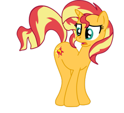 Size: 815x744 | Tagged: safe, artist:gmaplay, sunset shimmer, pony, unicorn, g4, ass up, bunset shimmer, butt, female, looking back, plot, simple background, solo, transparent background