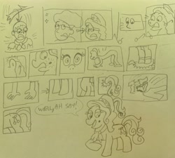 Size: 3233x2908 | Tagged: safe, artist:13mcjunkinm, cherry jubilee, oc, oc:james "jimmy" thomas hook, earth pony, human, fanfic:a jubilee of note, g4, character to character, fanfic art, high res, human to pony, male to female, rule 63, traditional art, transformation, transformation sequence, transgender transformation