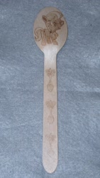 Size: 1024x1822 | Tagged: safe, artist:malte279, silver spoon, g4, craft, cutie mark, pyrography, spoon, traditional art, wooden spoon