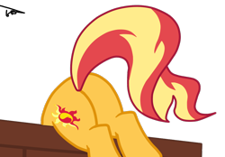 Size: 1096x765 | Tagged: safe, artist:gmaplay, sunset shimmer, pony, unicorn, g4, season 9, bunset shimmer, butt, butt only, female, plot, simple background, solo, transparent background