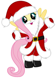Size: 737x1024 | Tagged: artist needed, safe, fluttershy, pegasus, pony, g4, belt, boots, christmas, clothes, costume, cute, fake beard, female, flying, hat, holiday, looking at you, mare, santa claus, santa costume, santa hat, shoes, shyabetes, simple background, solo, transparent background, vector, wings