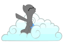 Size: 1920x1080 | Tagged: safe, artist:intfighter, oc, oc only, pegasus, pony, bald, base, cloud, eyelashes, eyes closed, on a cloud, pegasus oc, raised hoof, simple background, sitting, solo, transparent background, two toned wings, waving, wings