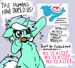 Size: 1100x1000 | Tagged: safe, artist:skoon, lyra heartstrings, pony, unicorn, g4, bipedal, canada, chest fluff, conspiracy, female, mare, paranoid, prince edward island, sketch, solo